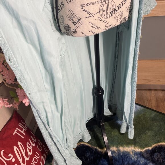 Mollie Parnis Women Evening Dress 1970s Vintage Gown Blue Long Sleeve Button Up - Picture 6 of 12